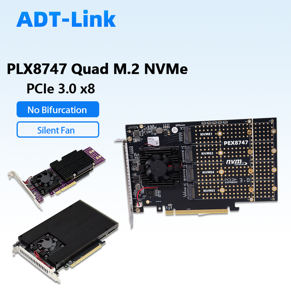 Quad M.2 Nvme Pcie Bifurcation Card - PLX8747, scheda di espansione PCIe 3.0