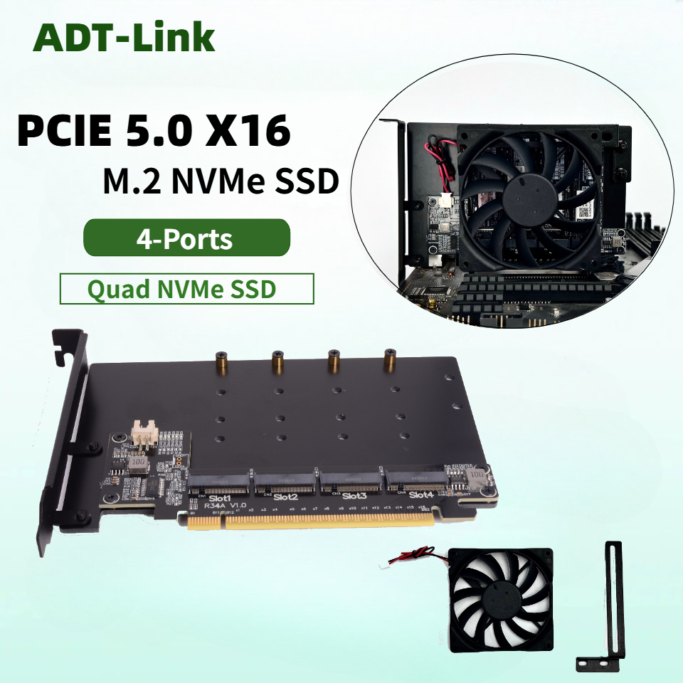 Quad M.2 Nvme Pcie Bifurcation Card - Scheda di espansione PCIe 5.0 x16